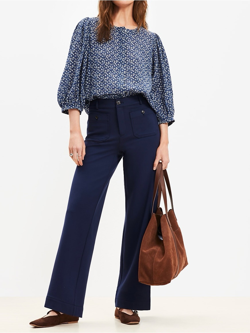 Loft Pants Palmer Wide Leg Navy Women’s Size 4 NWT